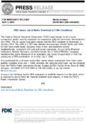 FDIC Issues List of Banks Examined for CRA Compliance