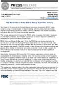 FDIC Board Votes to Revise MOU on Backup Supervision Authority