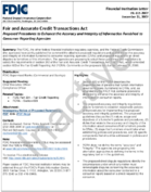 Fair And Accurate Credit Transactions Act Proposed Procedures to Enhance the Accuracy and Integrity of Information Furnished to Consumer Reporting Agencies
