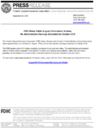 FDIC Makes Public August Enforcement Actions