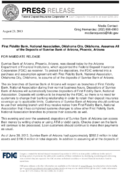 First Fidelity Bank National Association Oklahoma City Oklahoma Assumes All of the Deposits of Sunrise Bank of Arizona Phoenix Arizona