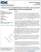 Revisions to the Consolidated Reports of Condition and Income Call Report Related to Asset Threshold Relief